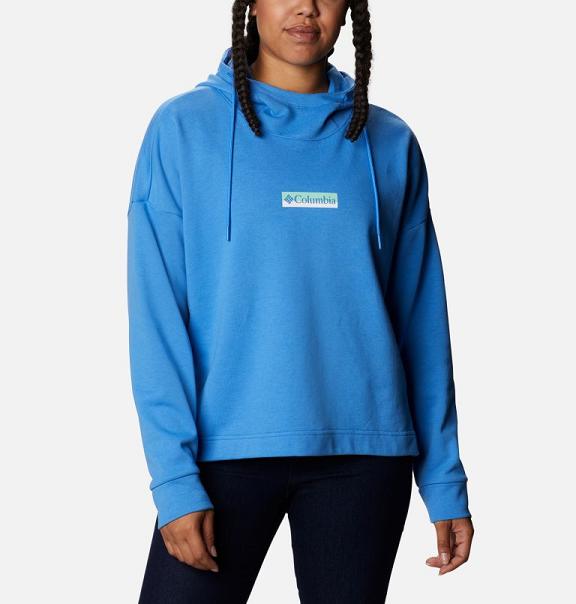 Columbia Logo Hoodies Blue For Women's NZ81245 New Zealand